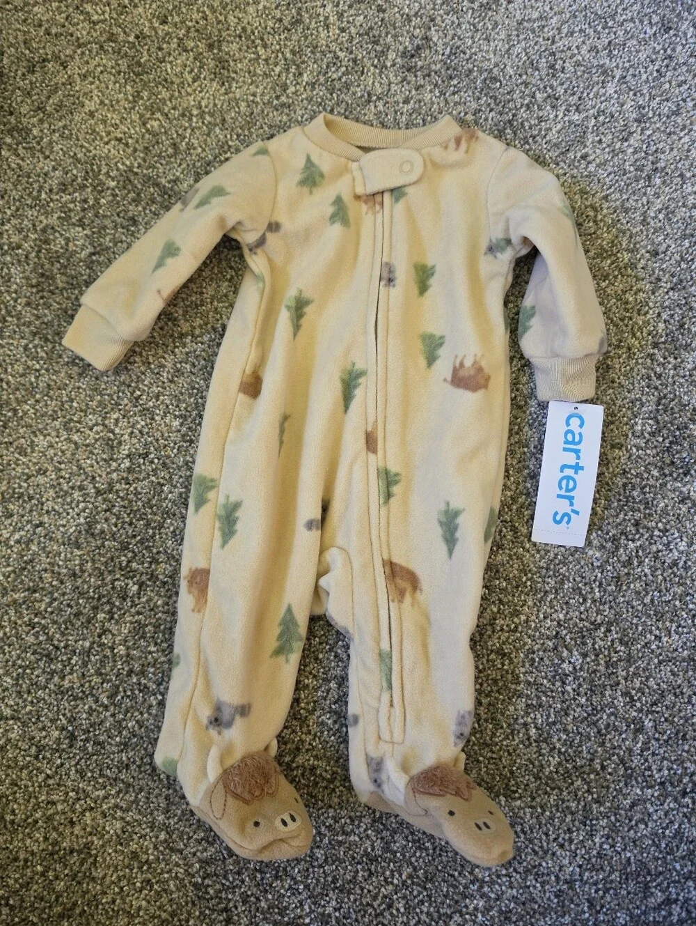 Carter's Neutral Forest Print Footed One-Piece Pajamas 2pk